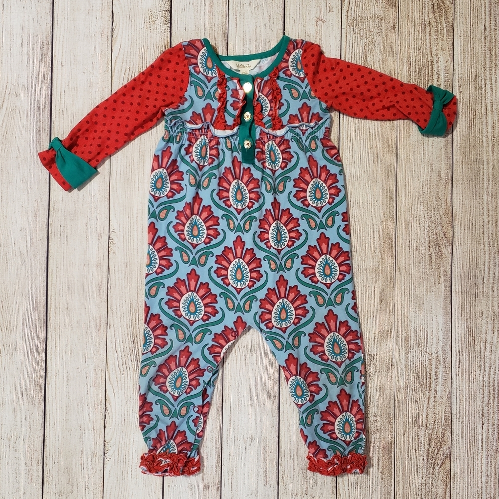 Matilda Jane Better Not Pout Christmas Romper PJs 12-18m